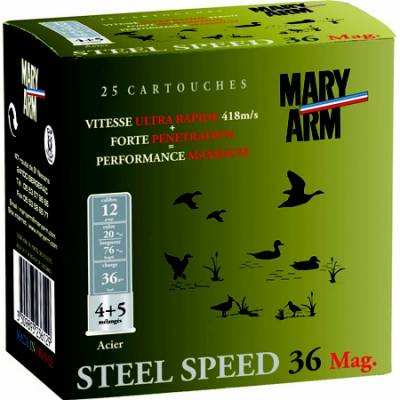 </br> Cartouches de chasse Steel speed 36 mag - par boite de 25 </br> 12 / 76 </br> 36g